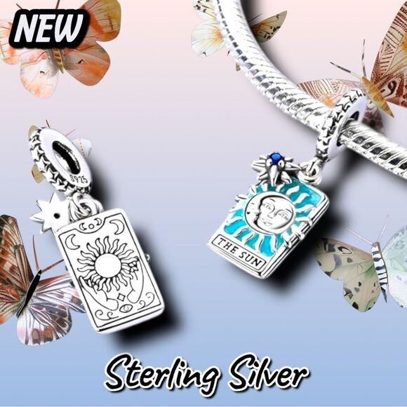 NEW The Sun Tarot Card Dangle Charm – Sterling Silver 925 - Picture 2 of 3